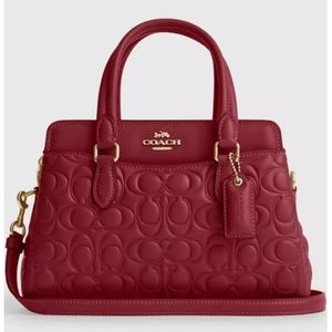 Coach Darcie Carryall With Signature Leather in Cherry with Gold